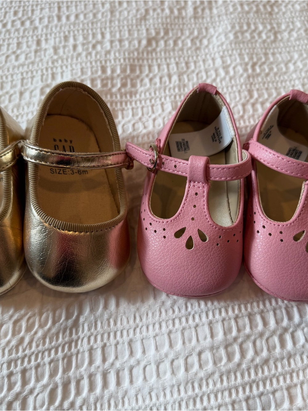 Baby Girl Gold + Pink Mary Jane Shoes